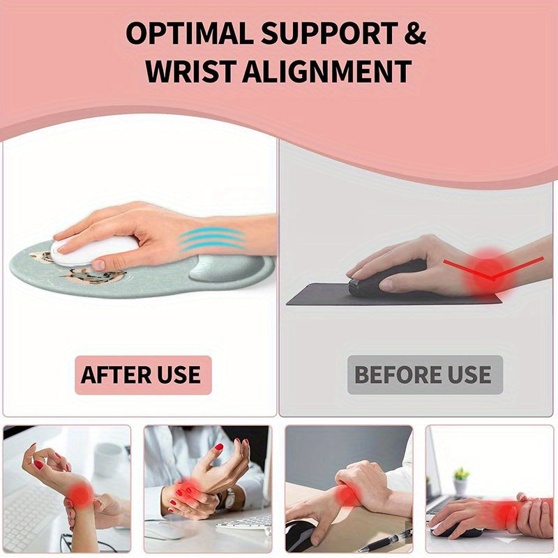 1pc a Mouse Pad Featuring a Small Dog Swimming Design, Designed Ergonomically with Wrist Support, a Non-Slip Base, And Comfort for Typing, Ideal for Both Gaming And Office Environments