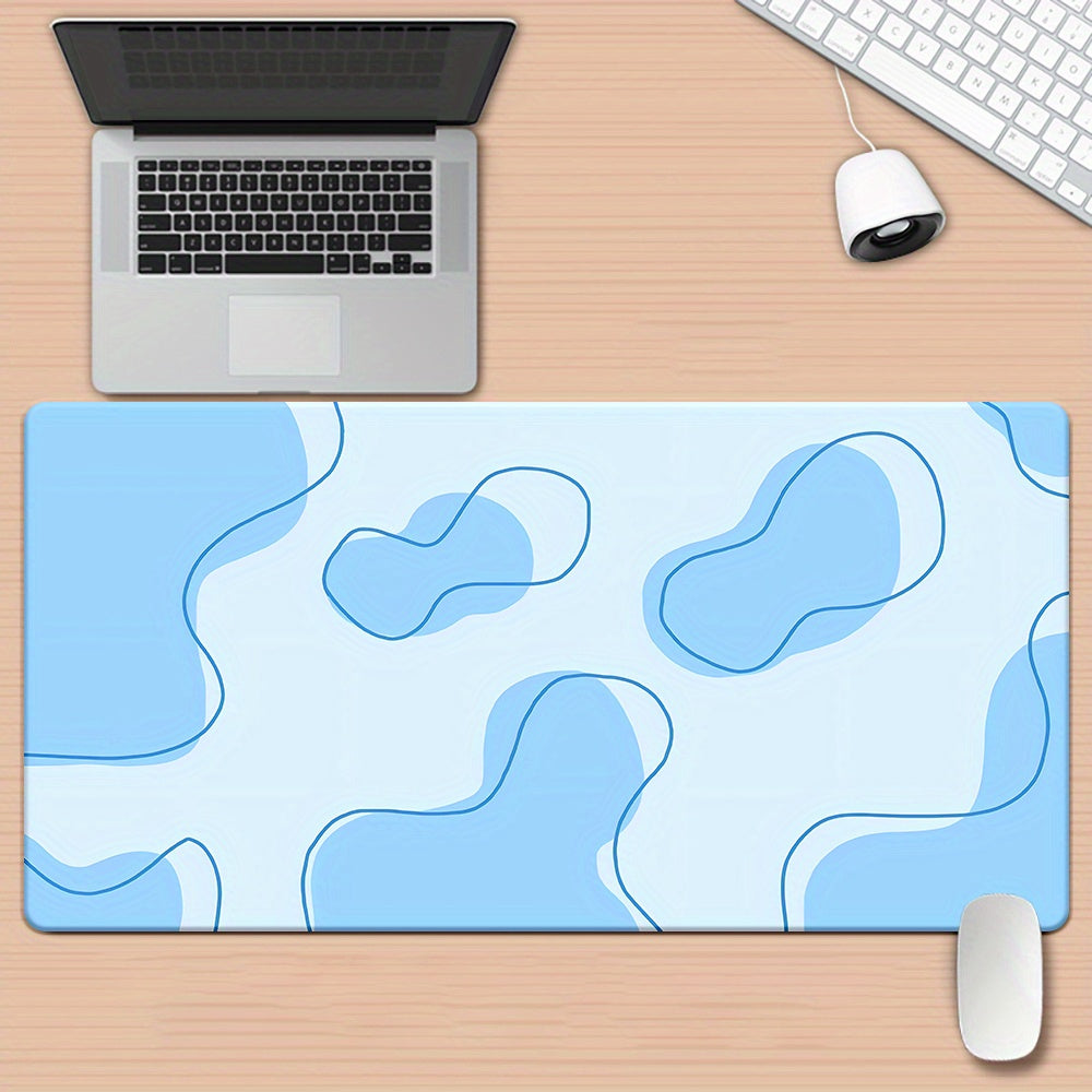 1 Blue Fluid Design High-definition Printed Desk Mat, with a Non-slip Rubber Base, Suitable for Gaming Setups, Office Desks, Home Workstations, Student Desks, and as a PC Keyboard Mat or Table Protect