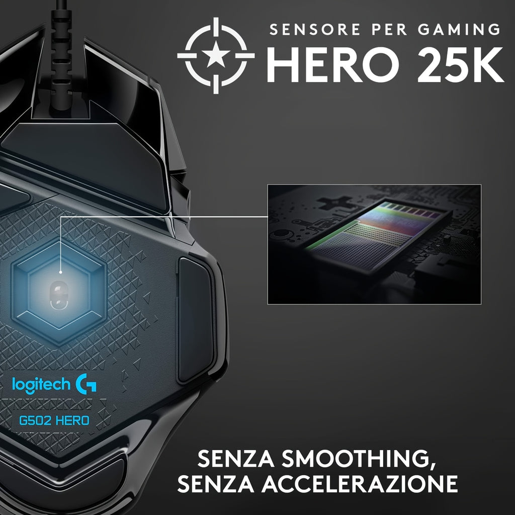 Logitech G502 Hero Wired Gaming Mouse for LOL, PUBG, And CF