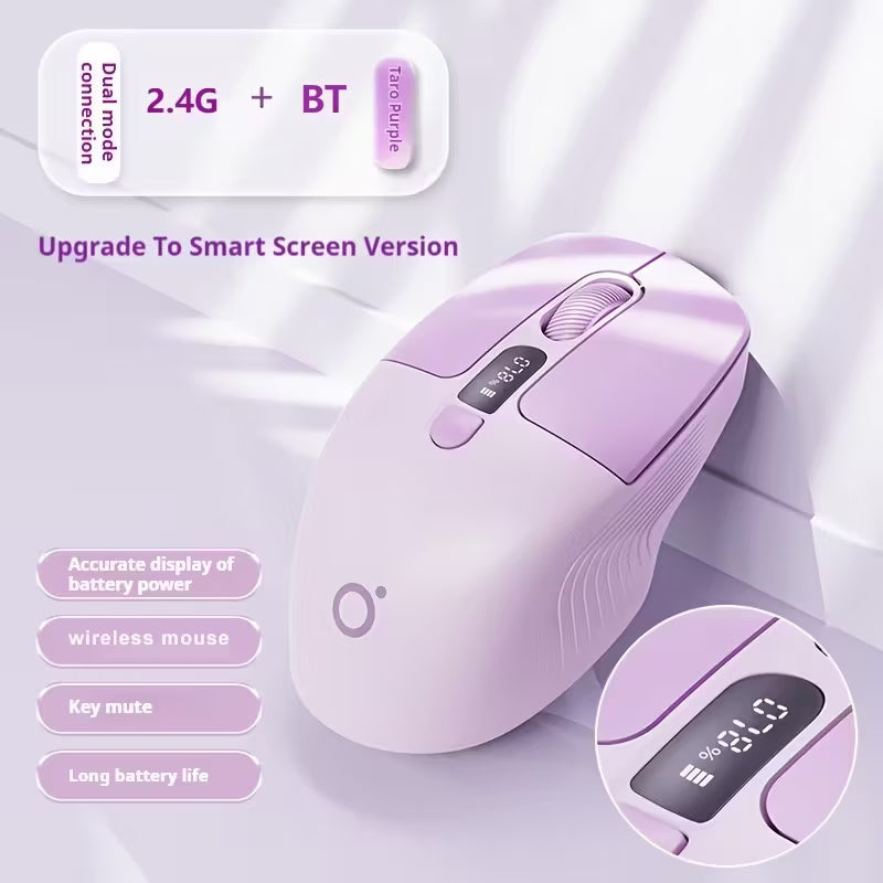 Q1 Smart Wireless Mouse Compatible for Wireless\u002F2.4G, Silent Operation, Type-C Rechargeable with Quick Charge, LED Display & Sensitivity Adjustment, 6-Button Mini Portable BT Mouse Suitable for Office, Gaming, Compatible for Laptop & Desktop (PC)