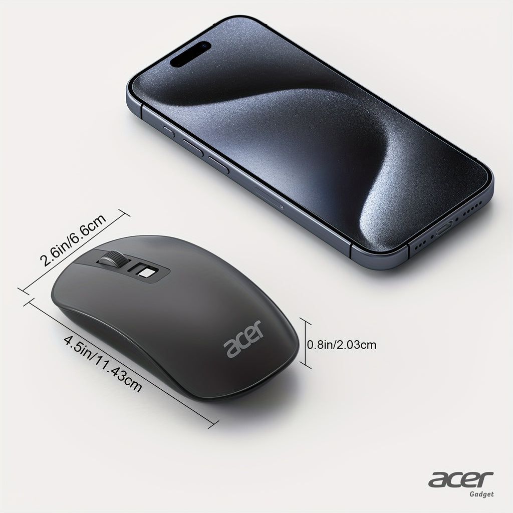 ACER 2.4G Slim USB Wireless Mouse | Right-Handed, Optical Sensor, Battery Powered, Portable for Laptop, Desktop, PC with 4 Buttons