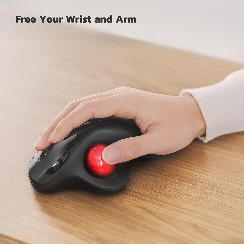 Nulea M501 Wireless Trackball Mouse, Rechargeable Ergonomic, Easy Thumb Control, Precise & Smooth Tracking, 3 Device Connection (Wireless Or USB Receiver), Compatible For PC, Laptop, Mac, Windows, Valentines Gifts