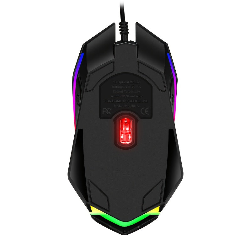 1pc Multi-Color Optional USB Desktop Computer Laptop Seven-Color Illuminated Mouse, Electronic Competition Office Gaming USB Wired Mouse, Battery Not Included, USB Plug-in Use