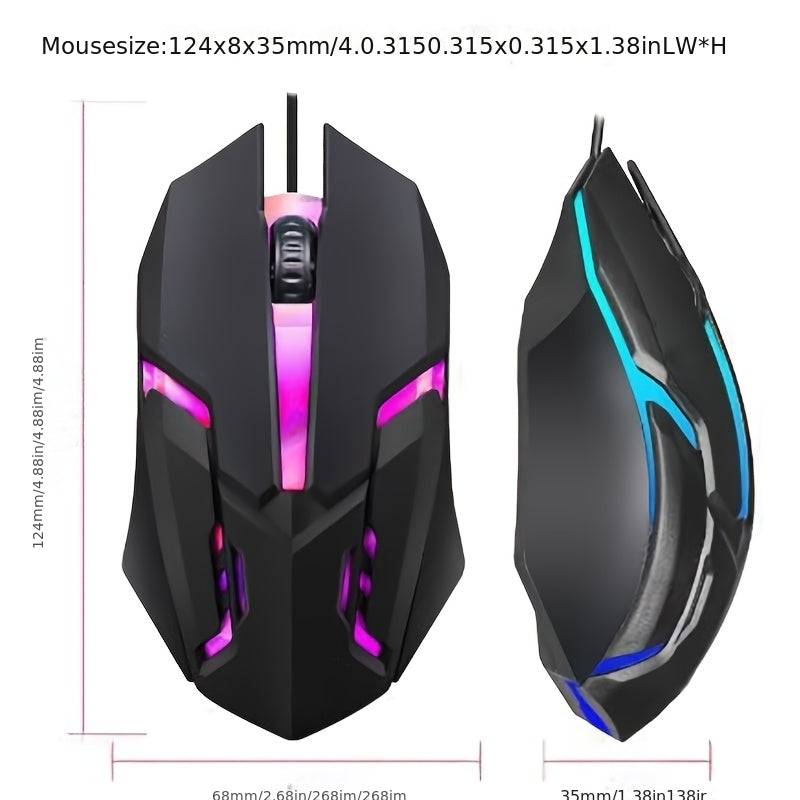 USB Wired Colorful Glowing Mouse Suitable for Office, Home, And Gaming; Compatible with Desktops And Laptops for Both Males And Females, Featuring Sound
