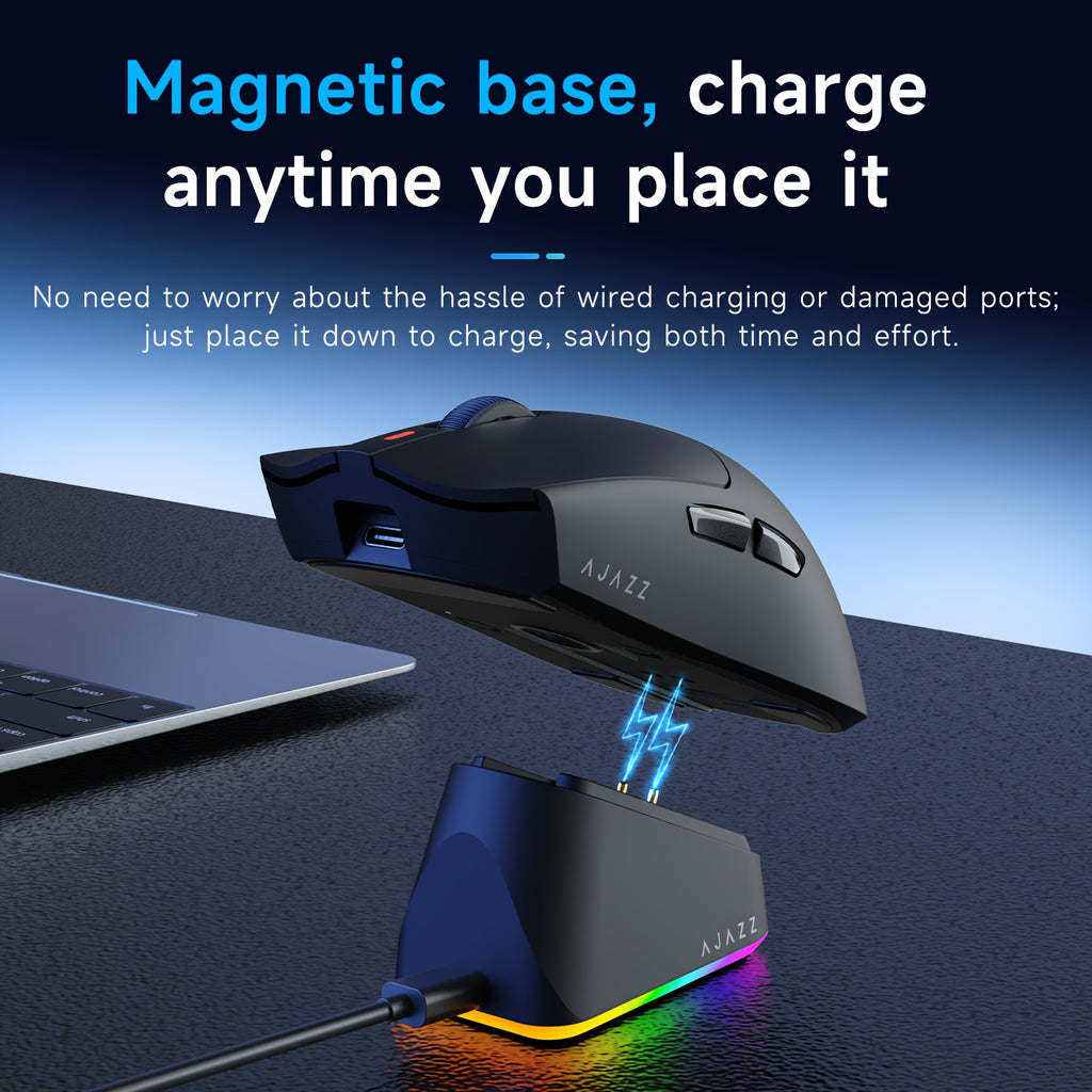 AJAZZ AJ139P V3 MC Wireless Mouse, Equipped with a Charging Dock, a Three-Mode Gaming Mouse, 800Mah Battery, PAW3311 Sensor, 1000 Polling Rate, Lightweight at 69G, Compatible with Win\u002FMac
