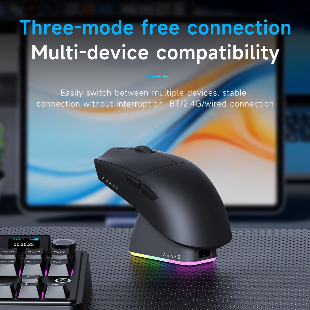 AJAZZ AJ139P V3 MC Wireless Mouse, Equipped with a Charging Dock, a Three-Mode Gaming Mouse, 800Mah Battery, PAW3311 Sensor, 1000 Polling Rate, Lightweight at 69G, Compatible with Win\u002FMac